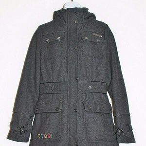 COOGI Women Black Hooded 4 Pocket Zip/Button Up